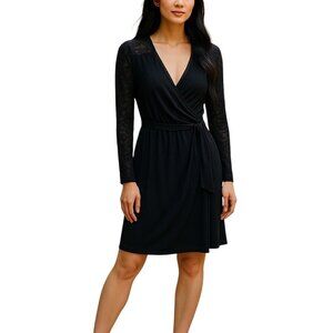 Moda International Wrap Dress Black Size M Y2K